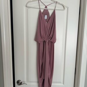 Misa Los Angeles Pink Halter Tie Front Mini Dress